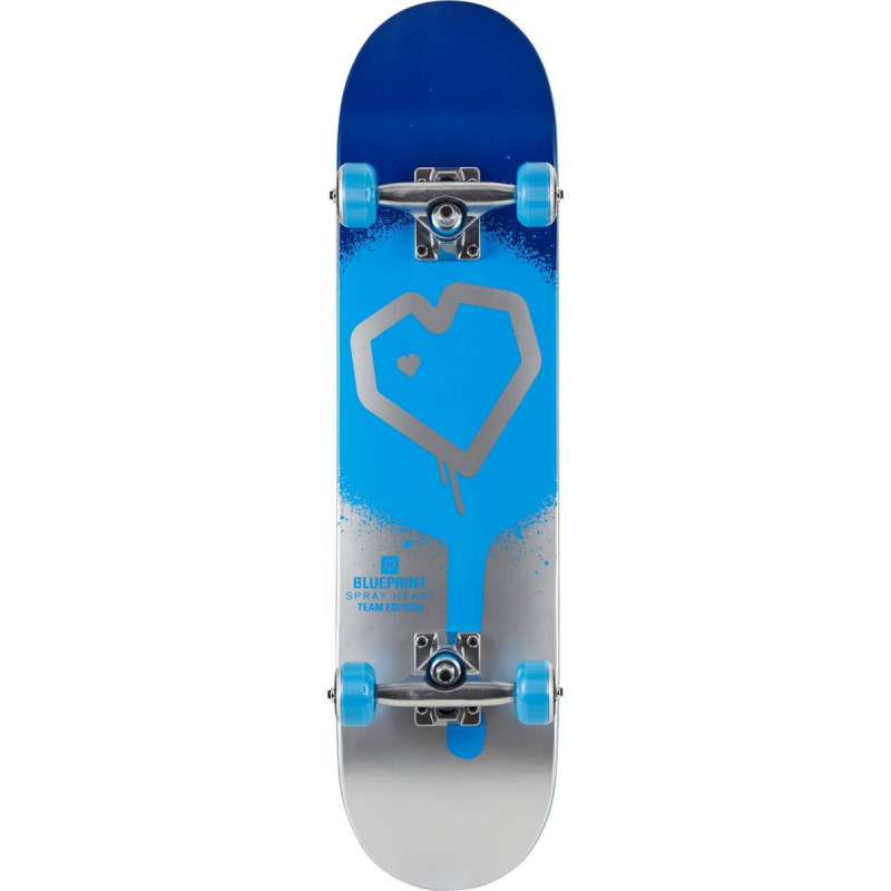 Skateboard BLUEPRINT Spray Heart V2  8.25" | BLUE-SILVER