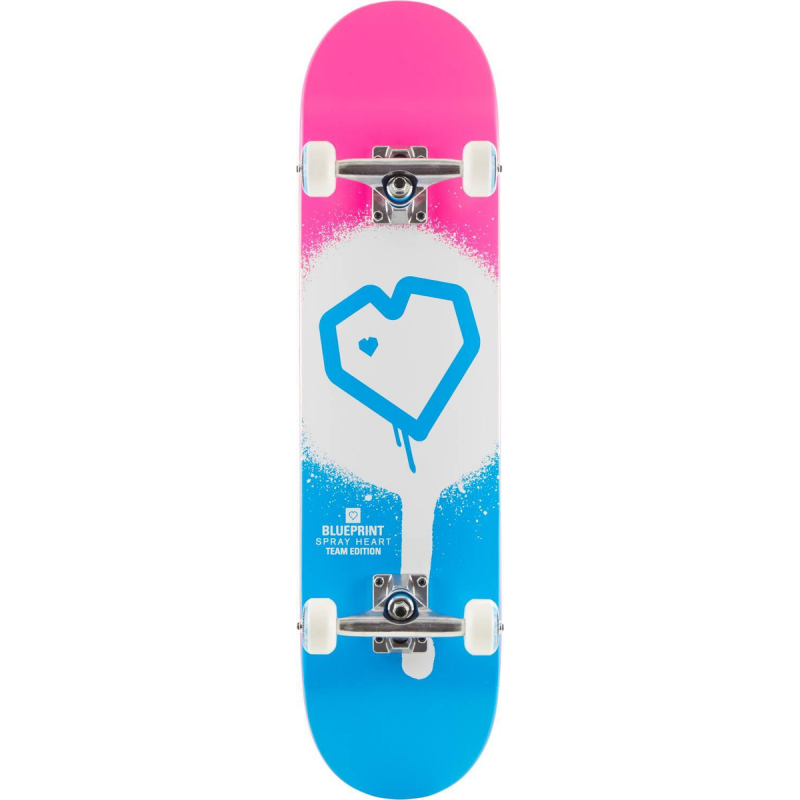 Skateboard BLUEPRINT Spray Heart V2  8.25" | PINK-BLUE