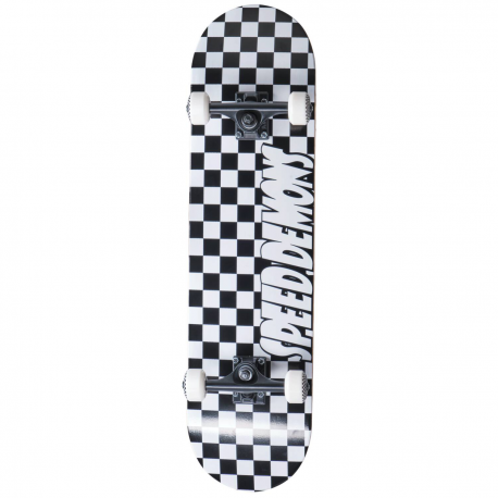 Skateboard SPEED DEMONS Checkers 8" | WHITE