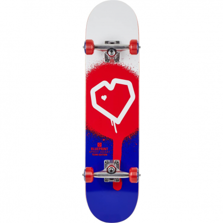 Skateboard BLUEPRINT Spray Heart V2  8" | RED-BLUE